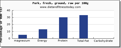 magnesium and nutrition facts in ground pork per 100g